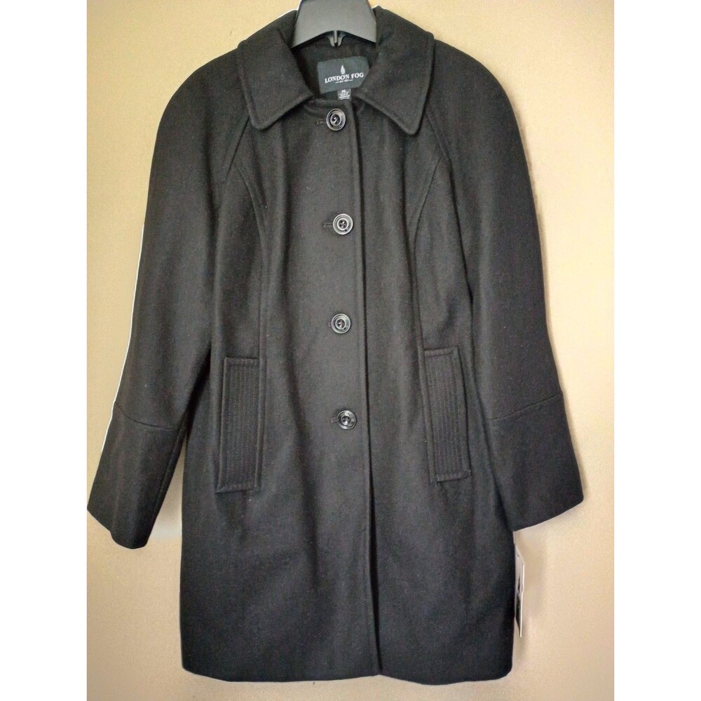 NWT London Fog Wool Blend Long Winter Dress Coat Size Petite Large